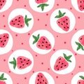 Seamless strawberry pattern. Vector dotted background Royalty Free Stock Photo